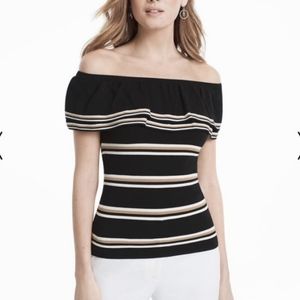 WHBM Sweater Top Black Stripe - Size XS